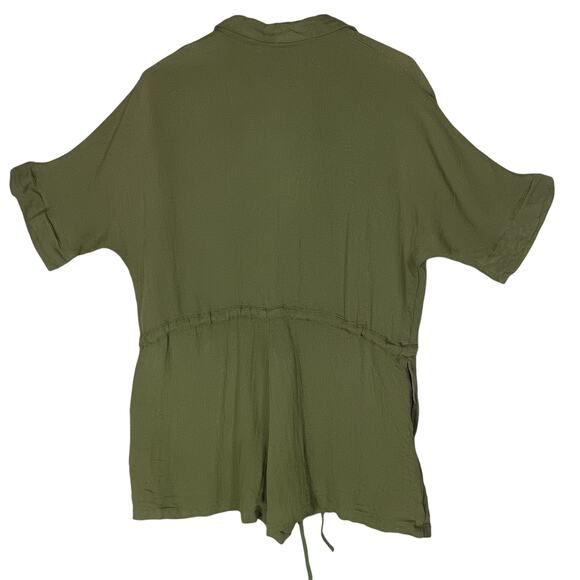 CodeXMode Romper Size Medium Olive Green Pull on Short Sleeve Button Up Pockets - Picture 3 of 12